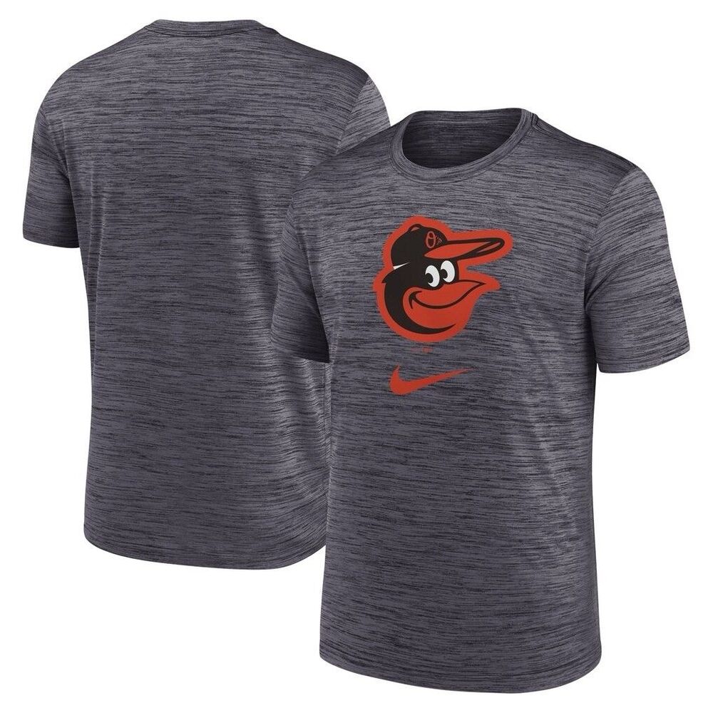 Baltimore Orioles Nike Black Logo Velocity Performance T Shirt Mens S Gray EUC